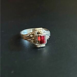 Sterling Silver Poison Ring with Garnet Stone